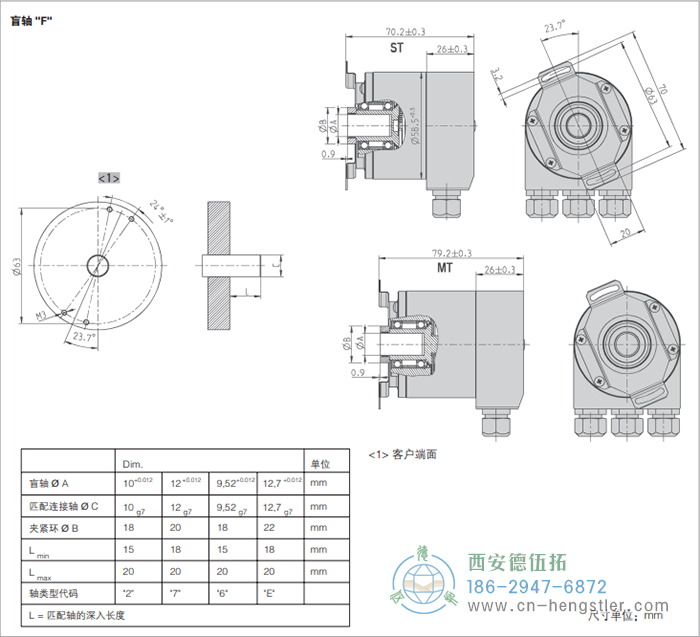 AC58-CANlayer2標(biāo)準(zhǔn)光電絕對(duì)值編碼器外形及安裝尺寸(盲軸F) 德國hengstler(亨士樂)編碼器