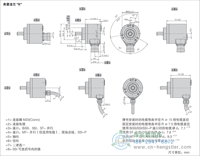 AC58-SSI-P標準光電絕對值型編碼器(夾緊法蘭K) 德國hengstler(亨士樂)編碼器