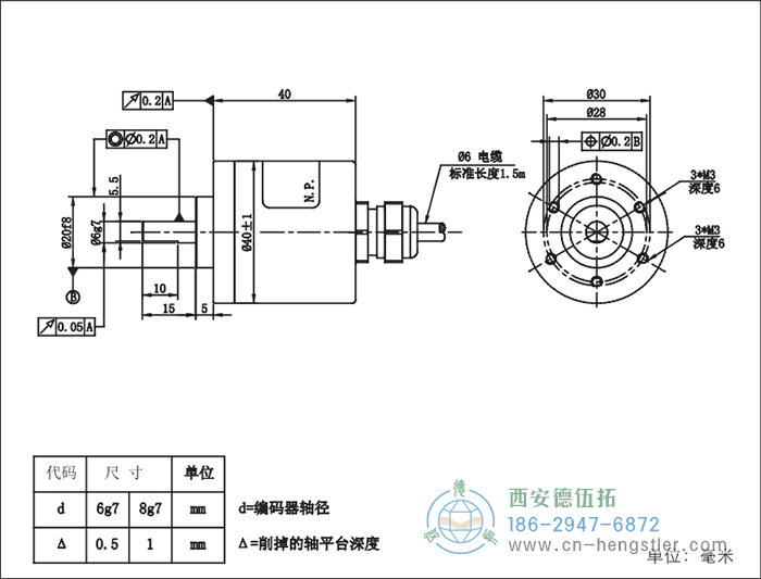 RI41輕載光電增量型編碼器外形及安裝尺寸16-7 德國hengstler(亨士樂)編碼器